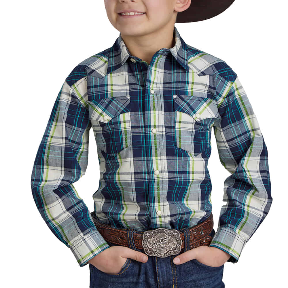 Roper Apparel Roper Blue Plaid Long Sleeve Snap Front Boy's Shirt