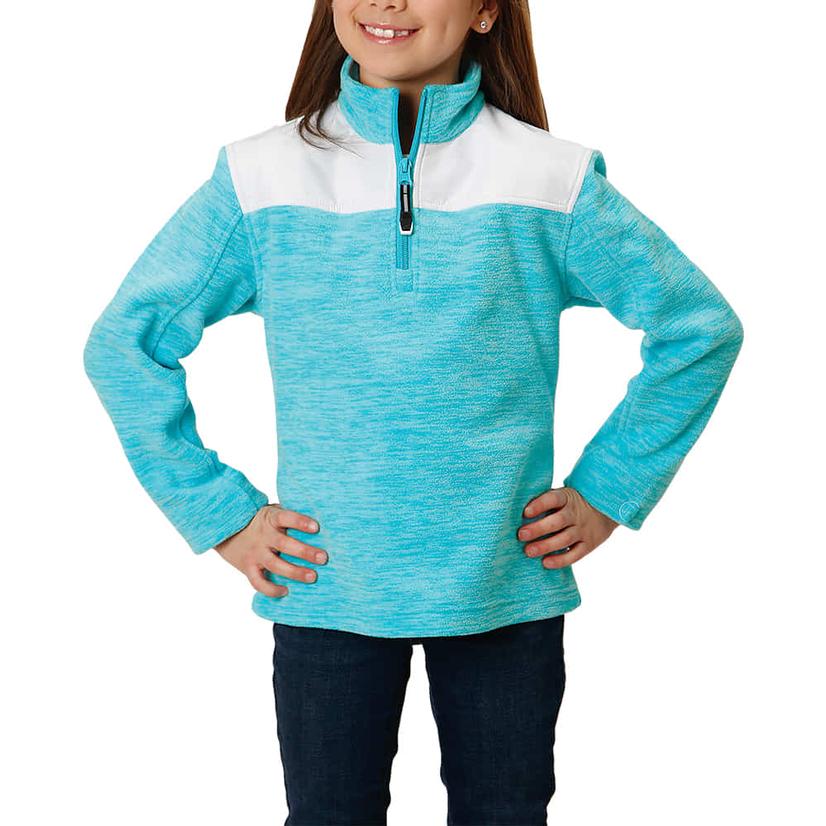 Roper Apparel Roper Blue White Quarter Zip Girl's Pullover