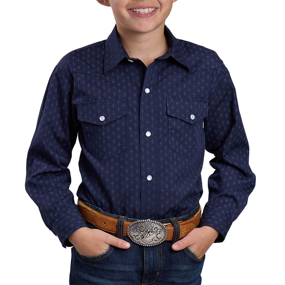 Roper Apparel Roper Boy's Blue Long Sleeve Snap Shirt