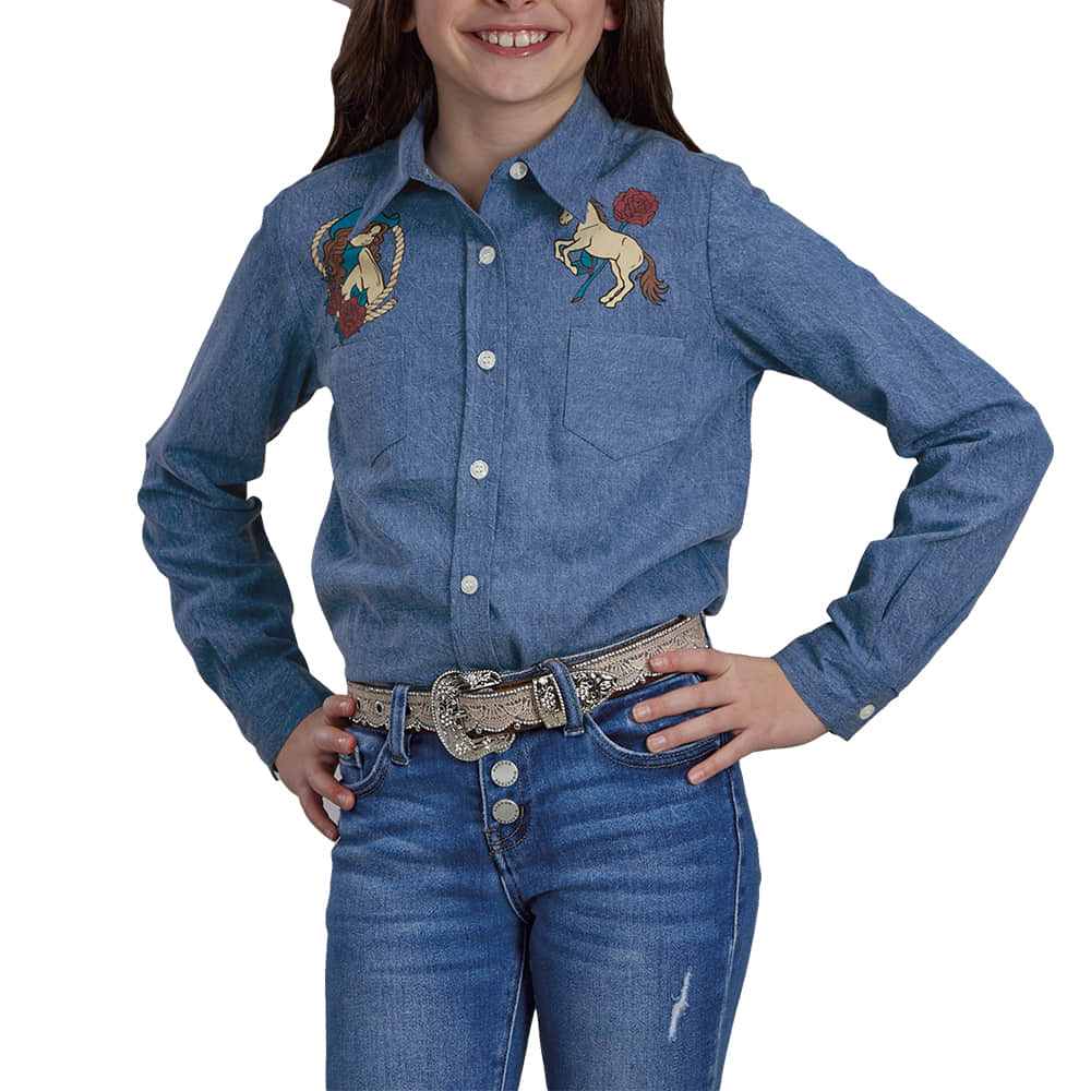 Roper Apparel Roper Denim Long Sleeve Button-Down Girls Shirt