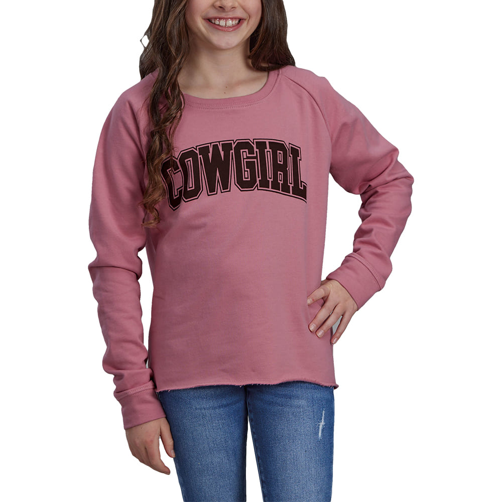 Roper Apparel Roper Dusty Pink Girl's Fleece Sweatshirt With Cowgirl Graphic