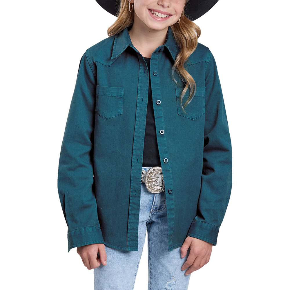 Roper Apparel Roper Girl's Blue Long Sleeve Button-Down Shirt