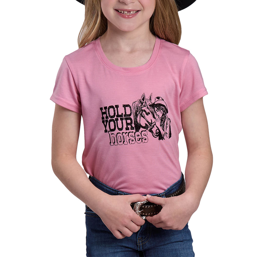 Roper Apparel Roper Hold Your Horses Pink Graphic Tee Girl's Shirt