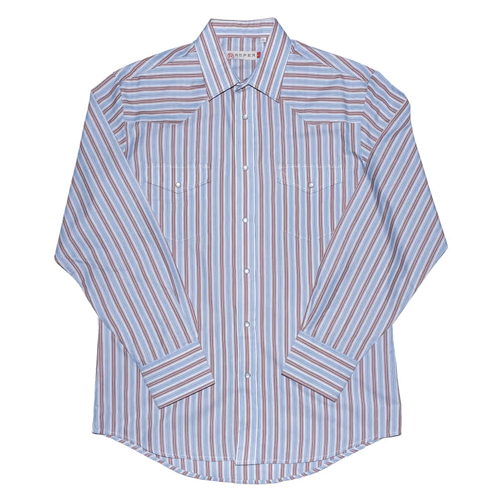 Roper Apparel Roper Men's Brown Striped Long Sleeve Snap Shirt