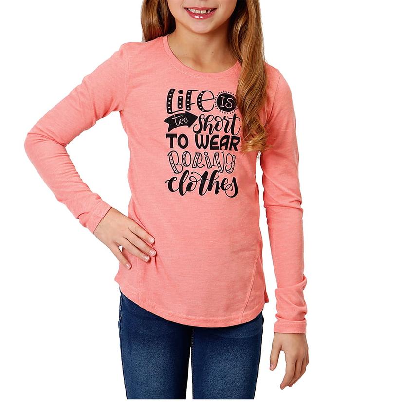 Roper Apparel Roper Pink Life Is Too Short Long Sleeve Girl's Shirt