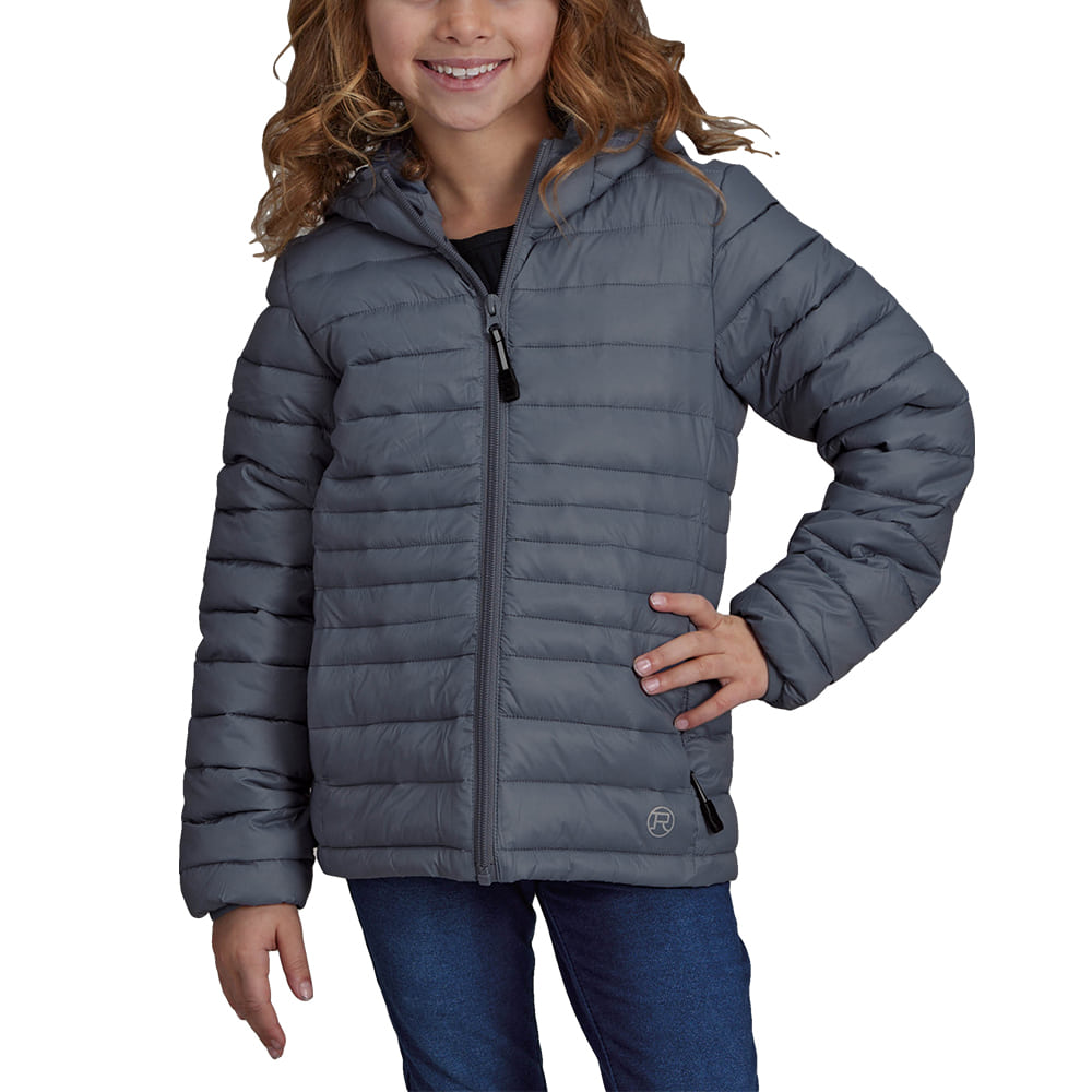 Roper Apparel Roper Puffer Hooded Girl's Jacket In Blue