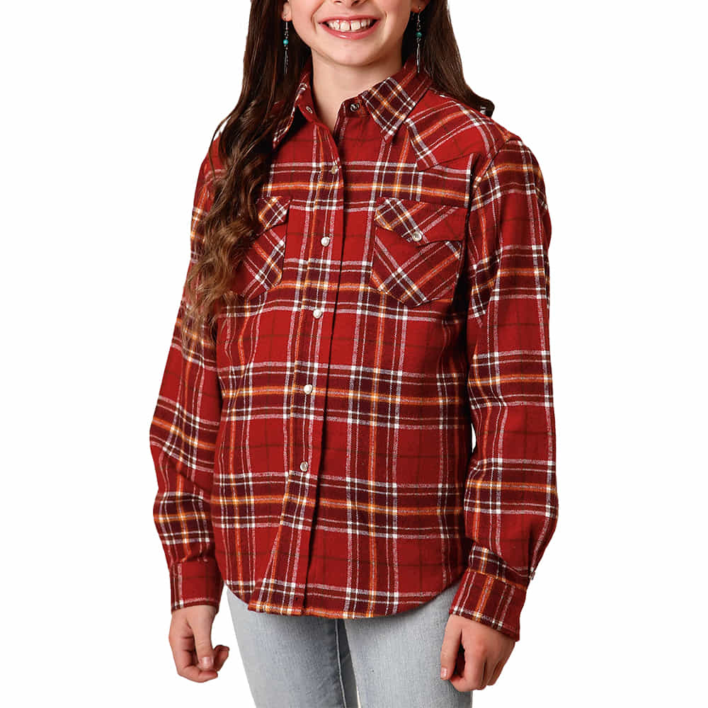 Roper Apparel Roper Red Plaid Long Sleeve Girl's Flannel Shirt