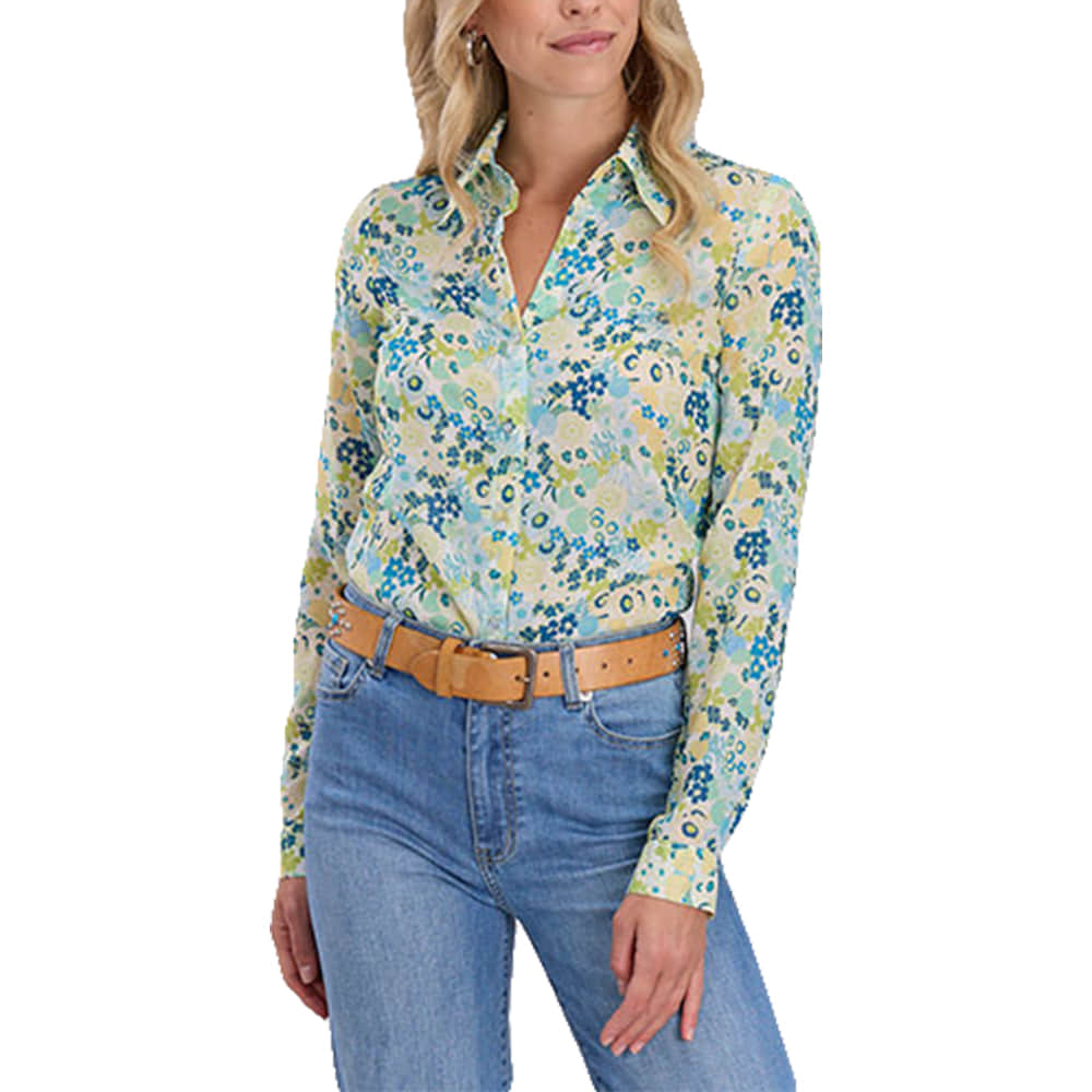 Roper Apparel Roper White Floral Long Sleeve Snap Women's Shirt