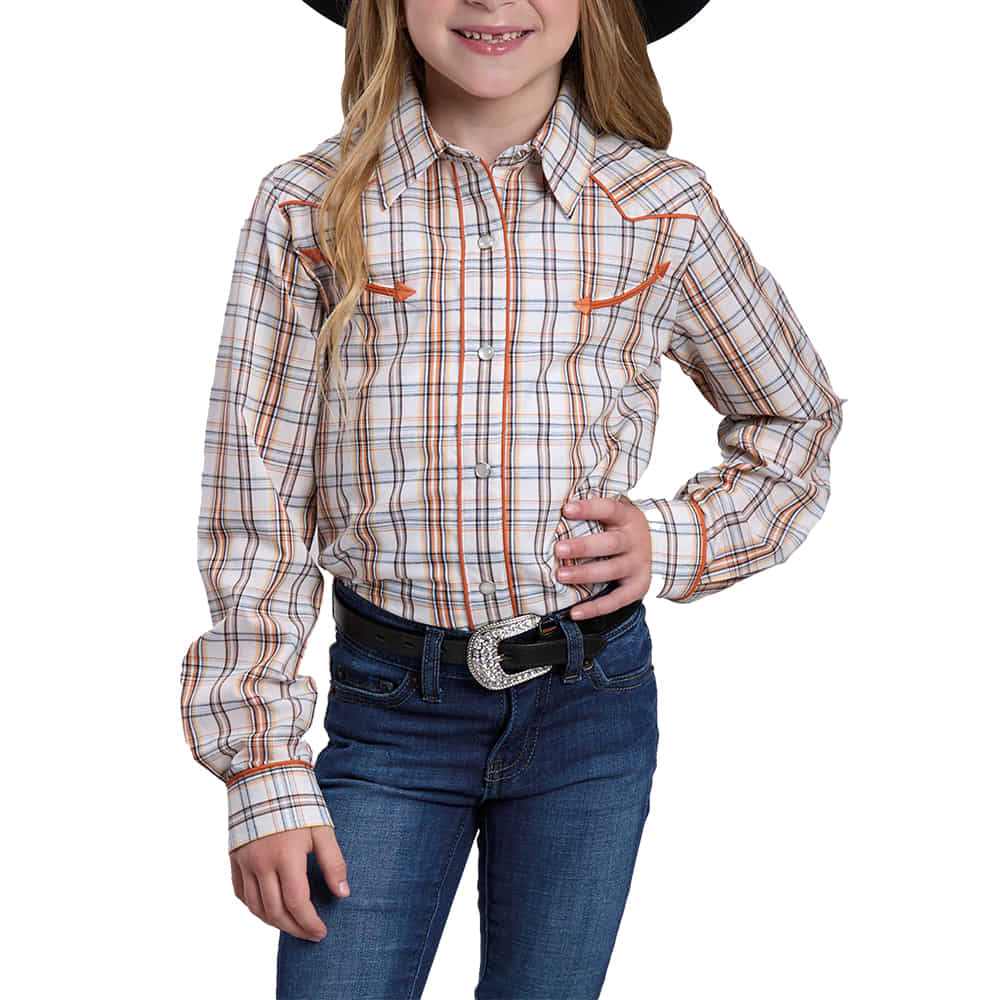 Roper Apparel Roper White Plaid Long Sleeve Snap Girl's Shirt