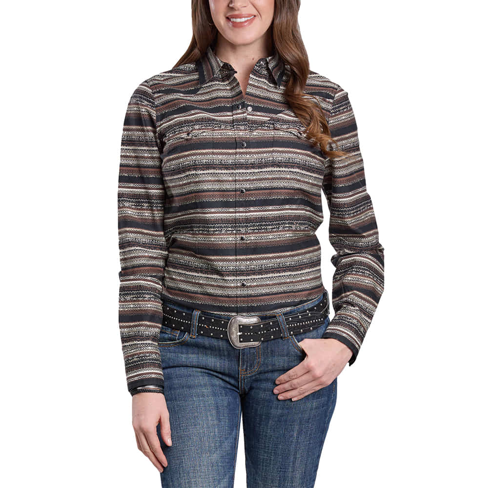 Roper Apparel Roper Women's Brown Aztec Long Sleeve Snap Shirt