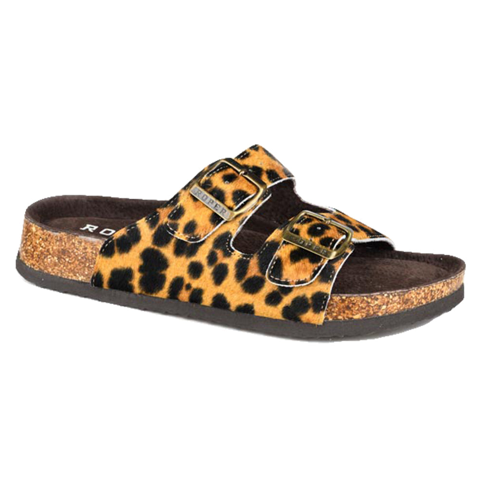 Roper Apparel Roper Women's Leopard Hair on Hide Leather Sandal