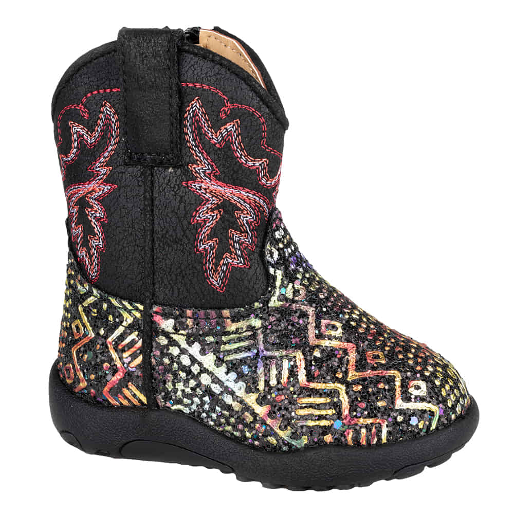 Roper Footwear BLACK GLITTER VAMP BLACK SHAFT WITH WESTERN STITCH