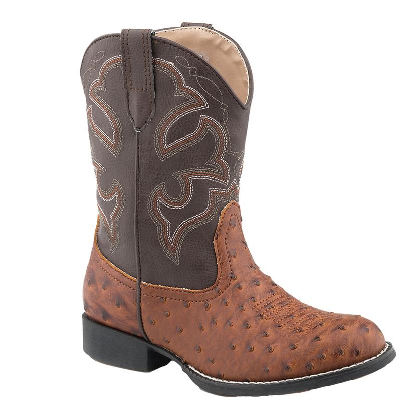 Roper Footwear Roper Tan Ostrich Kids Round Toe Boot