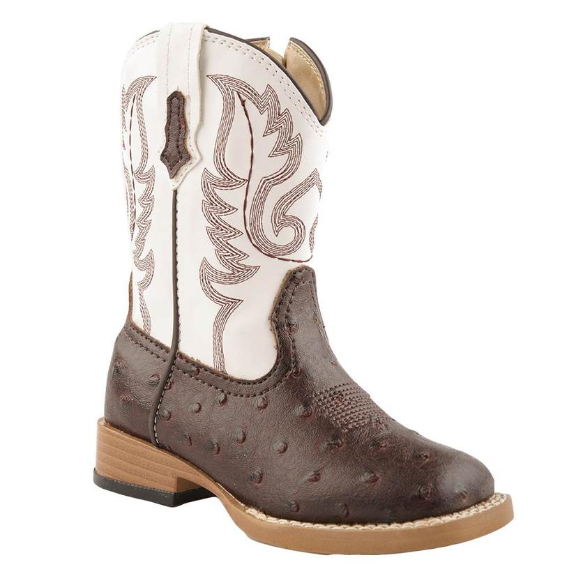 Roper Footwear Roper Toddler White Brown Ostrich Boots