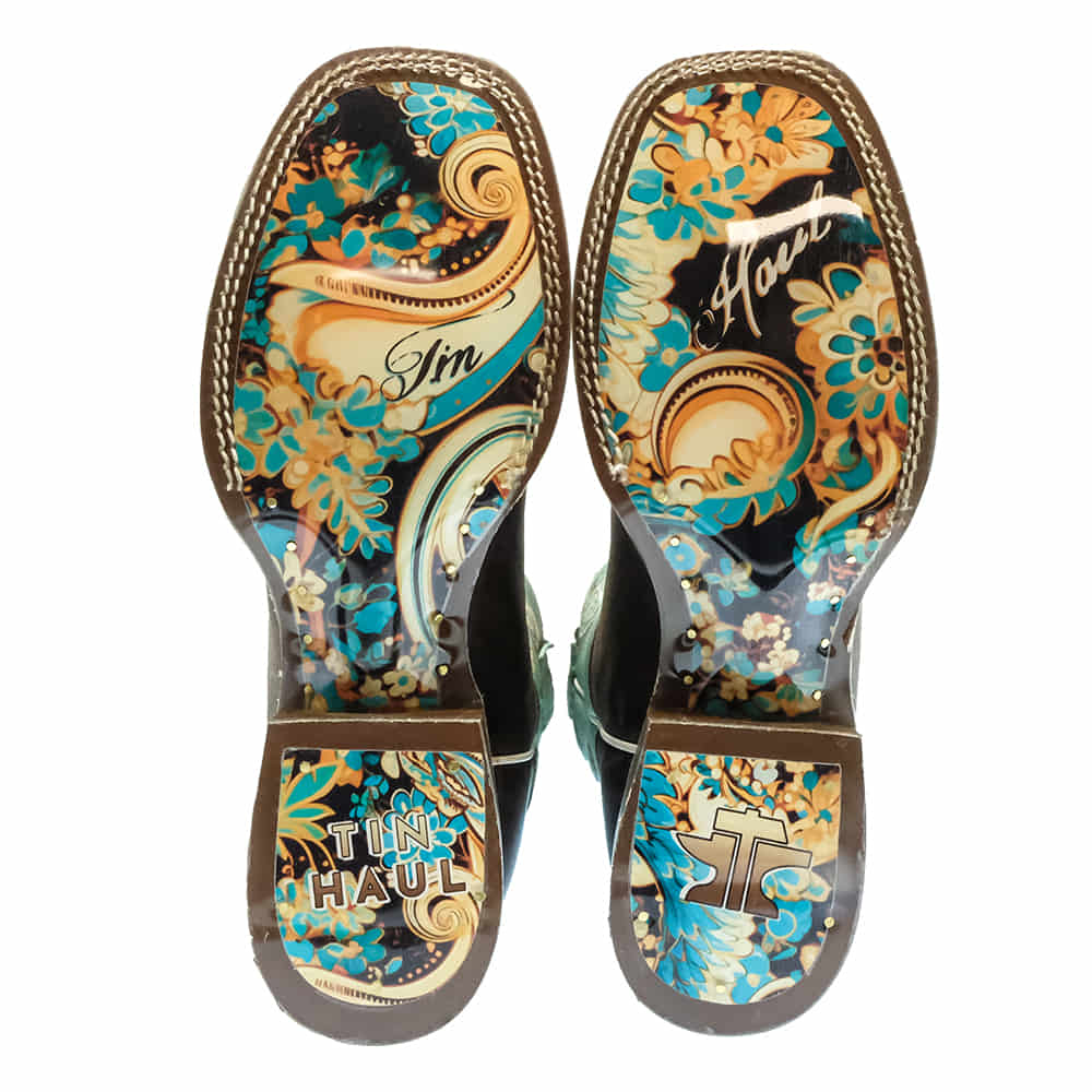 Roper Footwear Roper Women's Yee-Haw Burnish Brown And Turquoise Boots