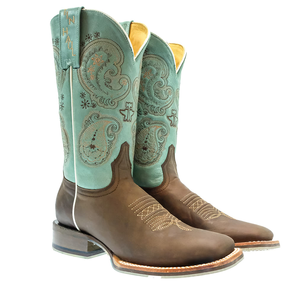 Roper Footwear Roper Women's Yee-Haw Burnish Brown And Turquoise Boots