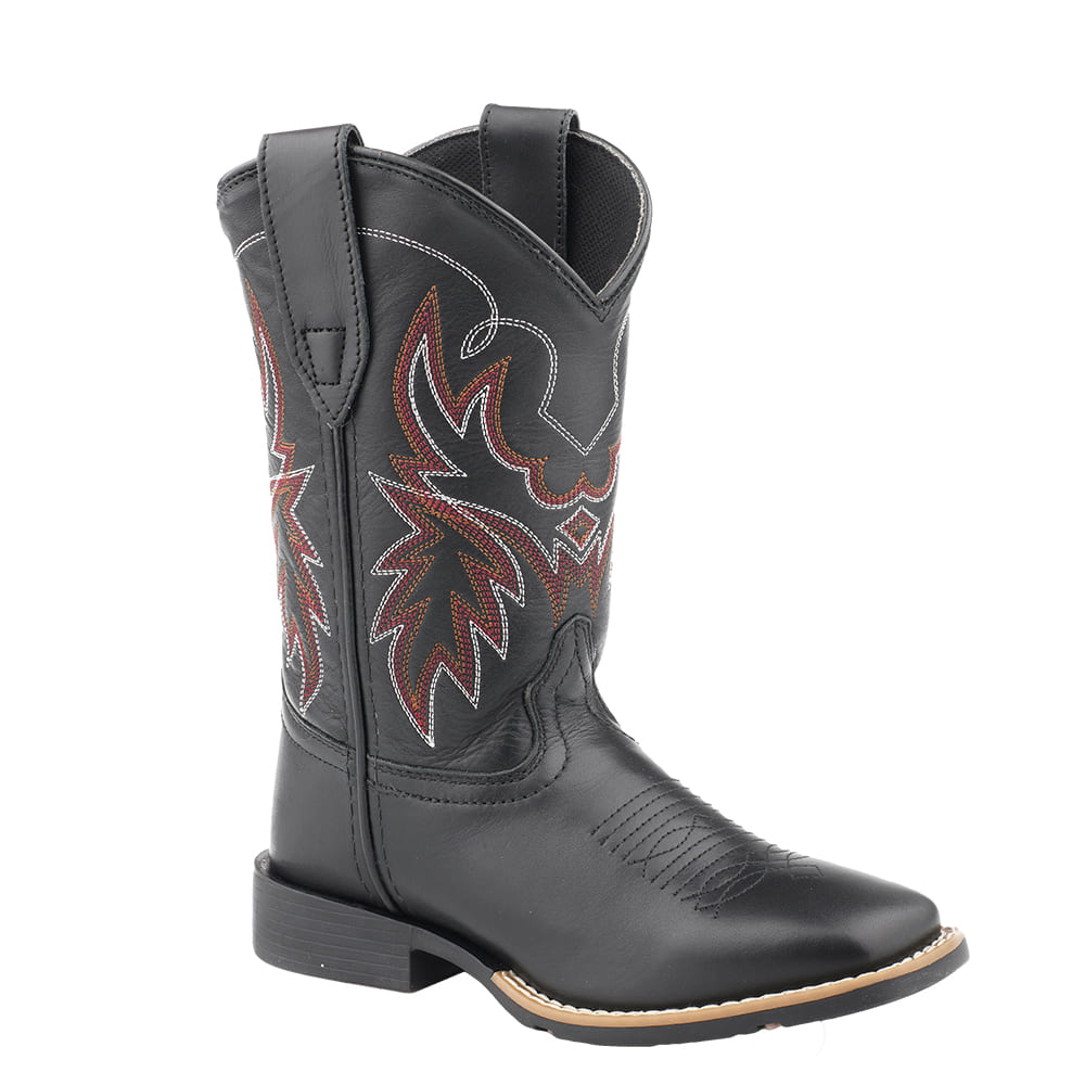 Roper Footwear SENDERO BLACK OILED LEATHER VAMP AND SHAFT WESTERN STITCH DESIGN ON SHAFT