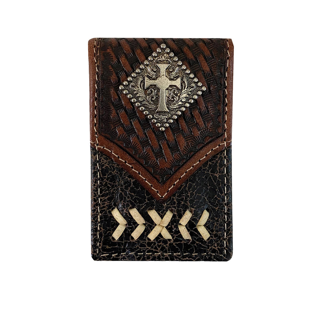 Roper Other OS Roper Brown with Cross Detail Men's Magnetic Money Clip
