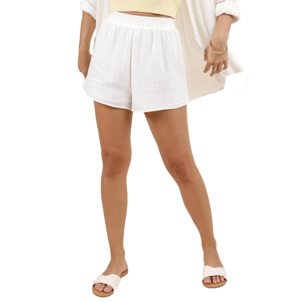 Sadie and Sage Apparel Sadie and Sage Women's So Cal Elastic Waist Shorts in White