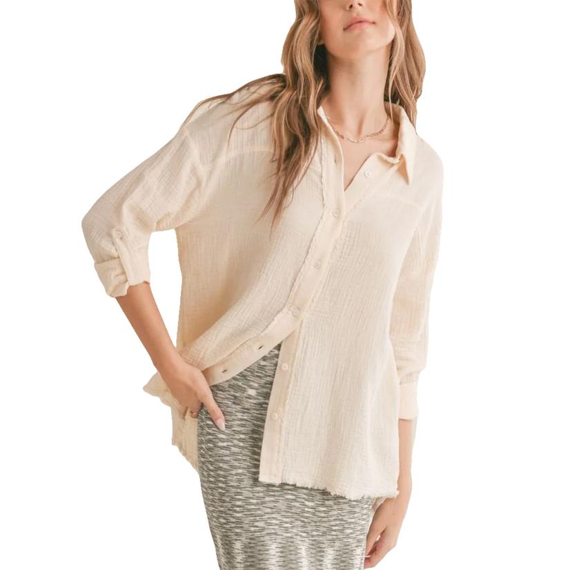 Sadie and Sage Apparel Sadie & Sage Ivory Hobbies Button-down Women's Shirt