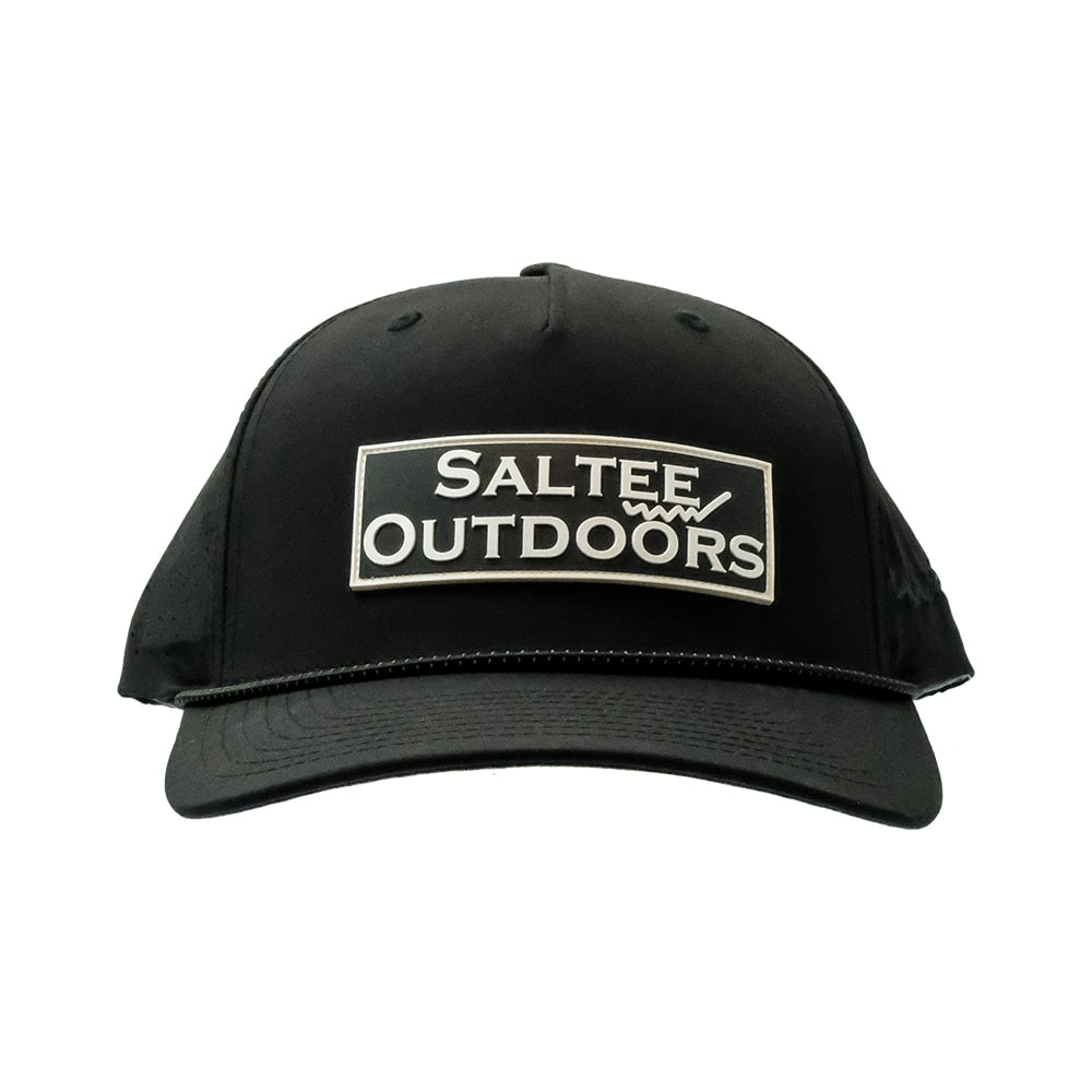 Saltee Outdoors Apparel Saltee Outdoors Black with Grey Rubber Patch and White Embroidery Meshbac Cap