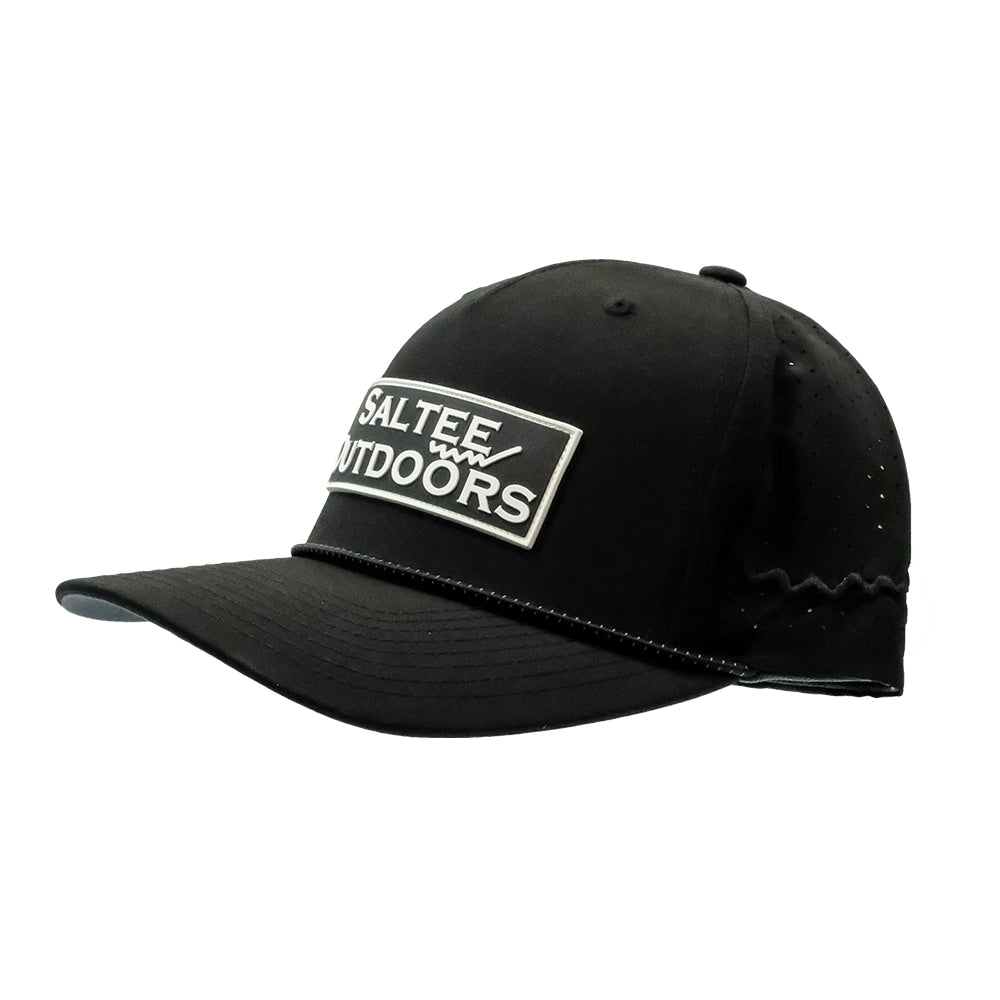Saltee Outdoors Apparel Saltee Outdoors Black with Grey Rubber Patch and White Embroidery Meshbac Cap