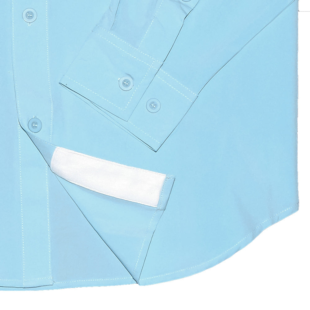 Saltee Outdoors Apparel Saltee Outdoors Eleuthra Western Mecom Blue Hidden Snap Long Sleeve Men's Performance Shirt