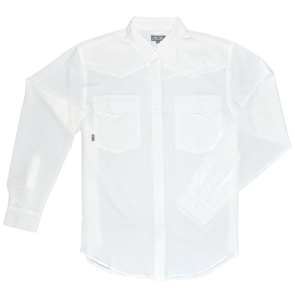 Saltee Outdoors Apparel Saltee Outdoors Eleuthra Western White Hidden Snap Long Sleeve Men's Performance Shirt