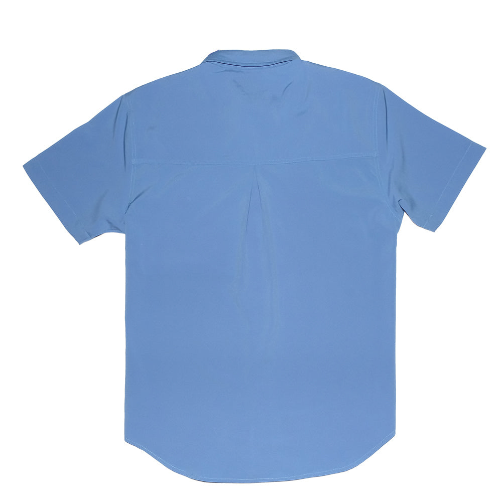 Saltee Outdoors Apparel Saltee Outdoors Jack's Bay Performance Short Sleeve Button-Down Hidden Snap Pocket In Bahama Blue
