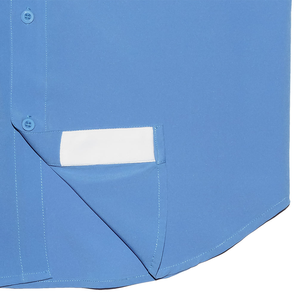 Saltee Outdoors Apparel Saltee Outdoors Jack's Bay Performance Short Sleeve Button-Down Hidden Snap Pocket In Bahama Blue