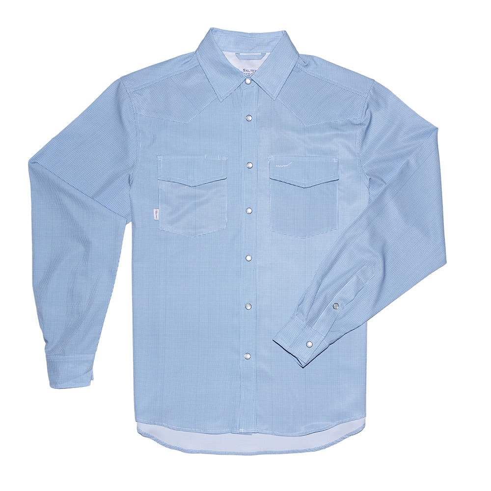 Saltee Outdoors Apparel Saltee Outdoors Men's Western Yolks Long Sleeve Shirt in Blue and White