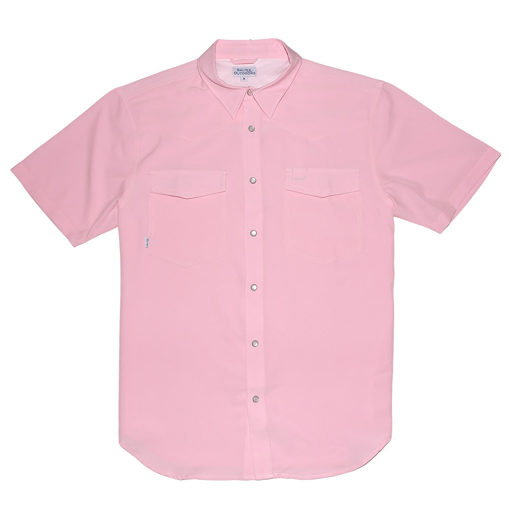 Saltee Outdoors Apparel Saltee Outdoors Wichita Performance Western Yolk Short Sleeve Men's Shirt in Sunset Pink