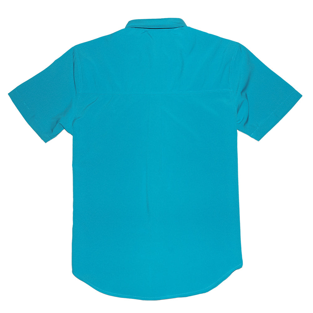 Saltee Outdoors Apparel Saltee Outdoors Zapata Performance Short Sleeve Button-Down Open Pocket With Snap in Texas Turquoise