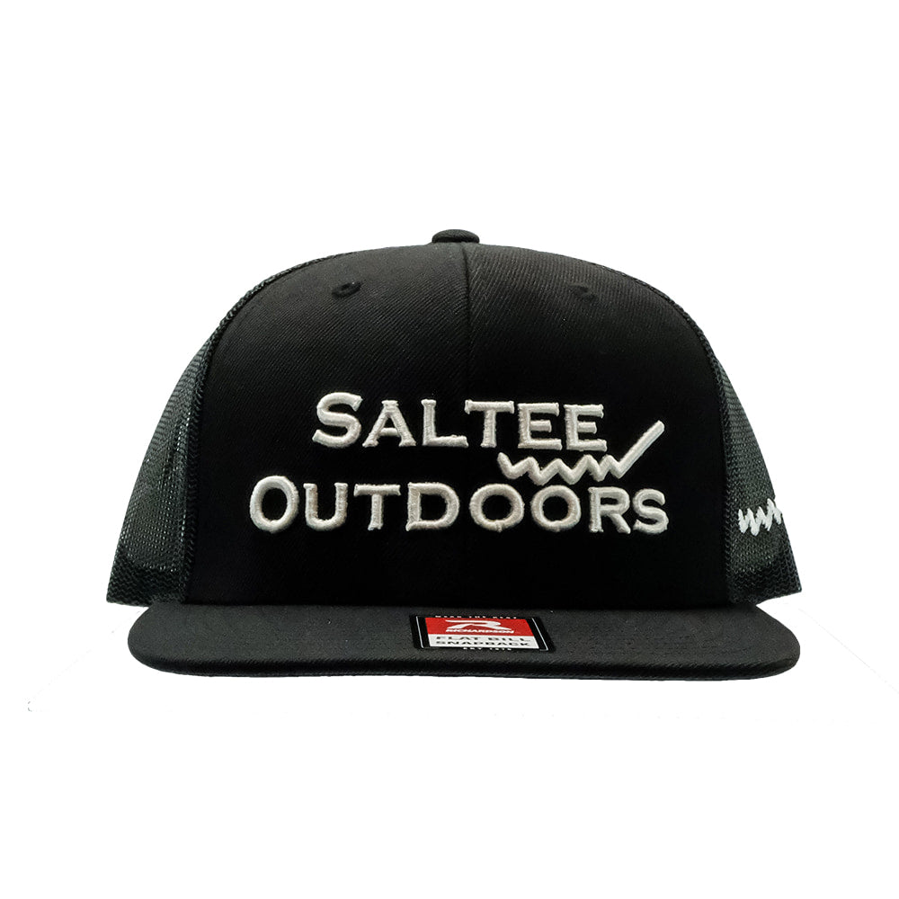 Saltee Outdoors Hats Black Saltee Outdoors Black with White Embroidery Meshback Cap
