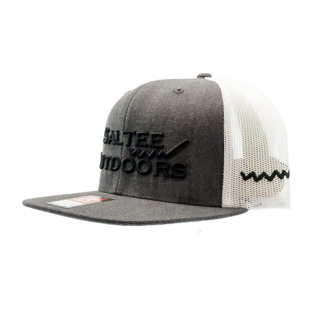 Saltee Outdoors Hats Grey Saltee Outdoors Heathered Charcoal and White with Black Embroidery Logo Meshback Cap