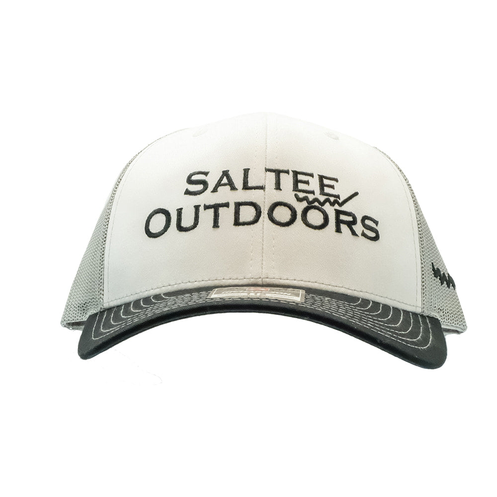 Saltee Outdoors Hats White Saltee Outdoors White Aluminum Black With Black Embroidery Meshback Cap