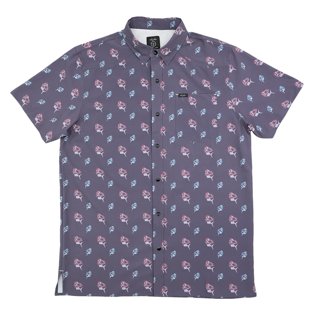 San Jac Outdoors Apparel SanJac Outdoors Men's Short Sleeve Snap Electric Rooster Shirt