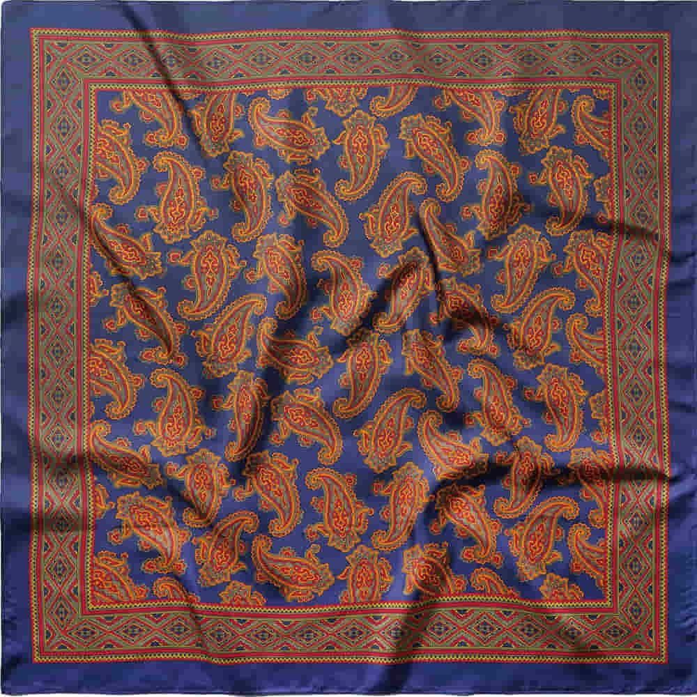 Schaefer Outfitter Apparel OSFA / 35"x35" Schaefer Outfitter Paisley Blue, Orange, And Red Wild Rag
