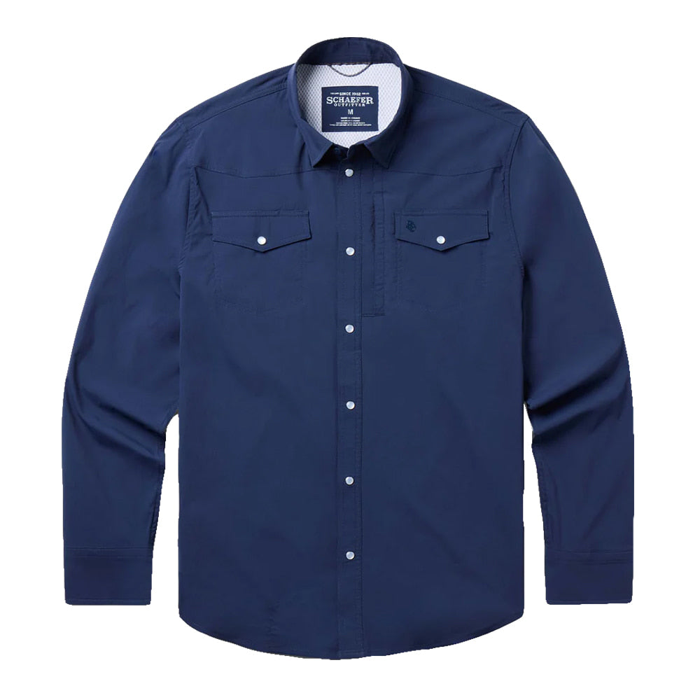 Schaefer Outfitter Apparel Schaefer Outfitter Mens Rangetex Western Guide Snap Shirt in Navy