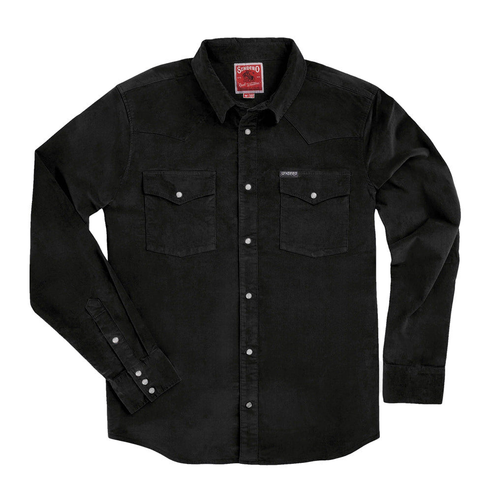 Sendero Provisions Company Apparel Sendero Provisions Company Men's The Wyatt pearl Snap Long Sleeve Corduroy in Charcoal