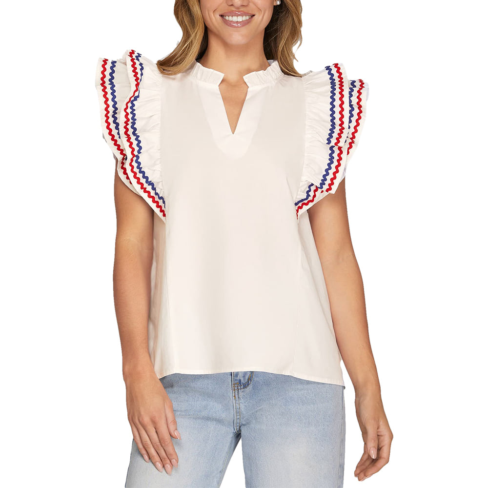 SHE and SKY Apparel Ruffle Sleeve Blouse