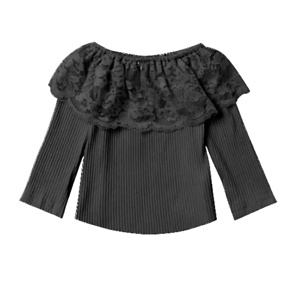Shea Baby Apparel Shea Baby Lace Neck Black Girl's Shirt