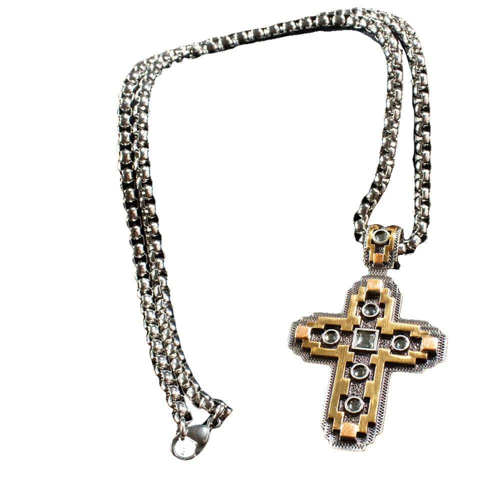 Silver Strike Jewelry Silver Strike Mens Cross Necklace 3 Tone