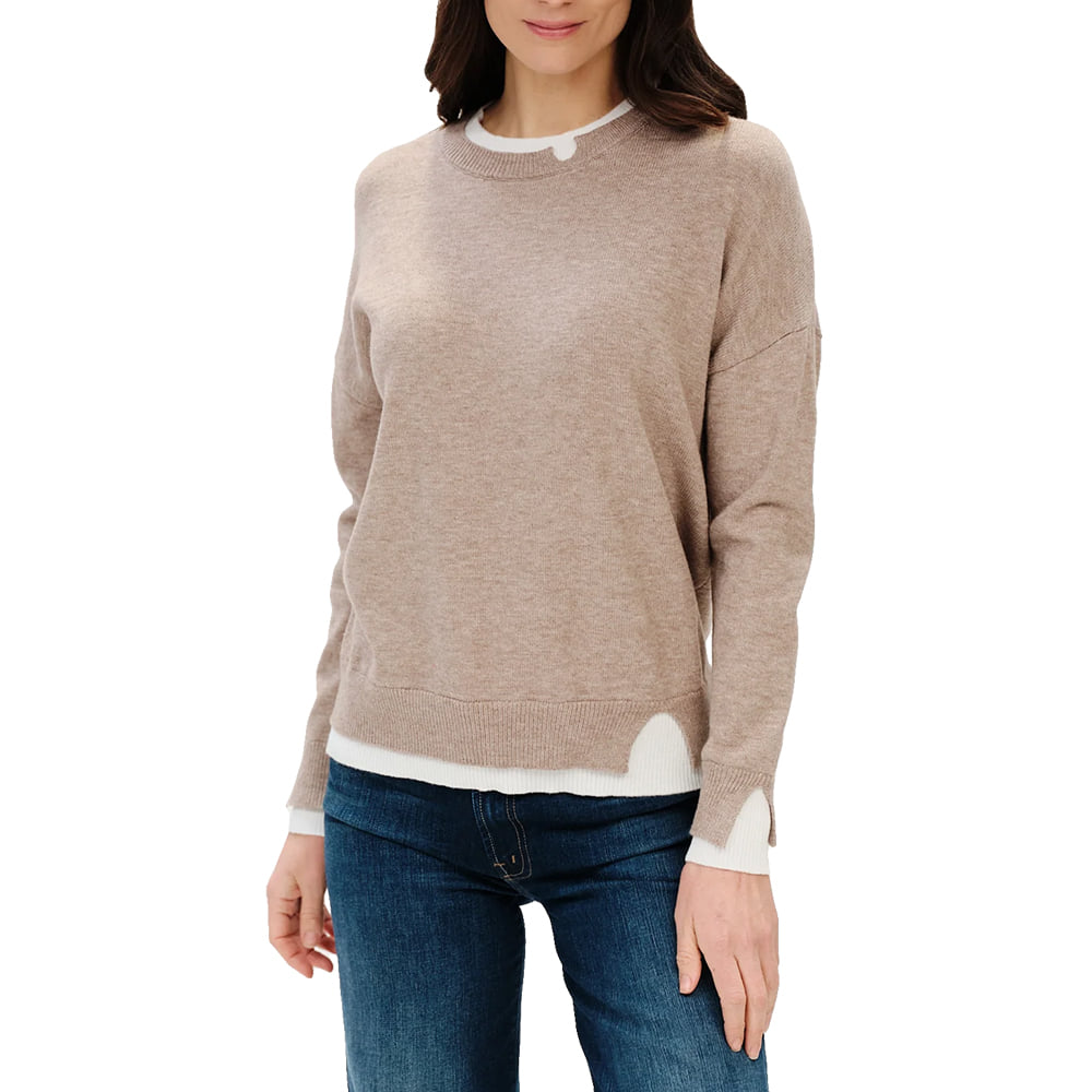 Six Fifty Apparel Double Layer Notched Sweater