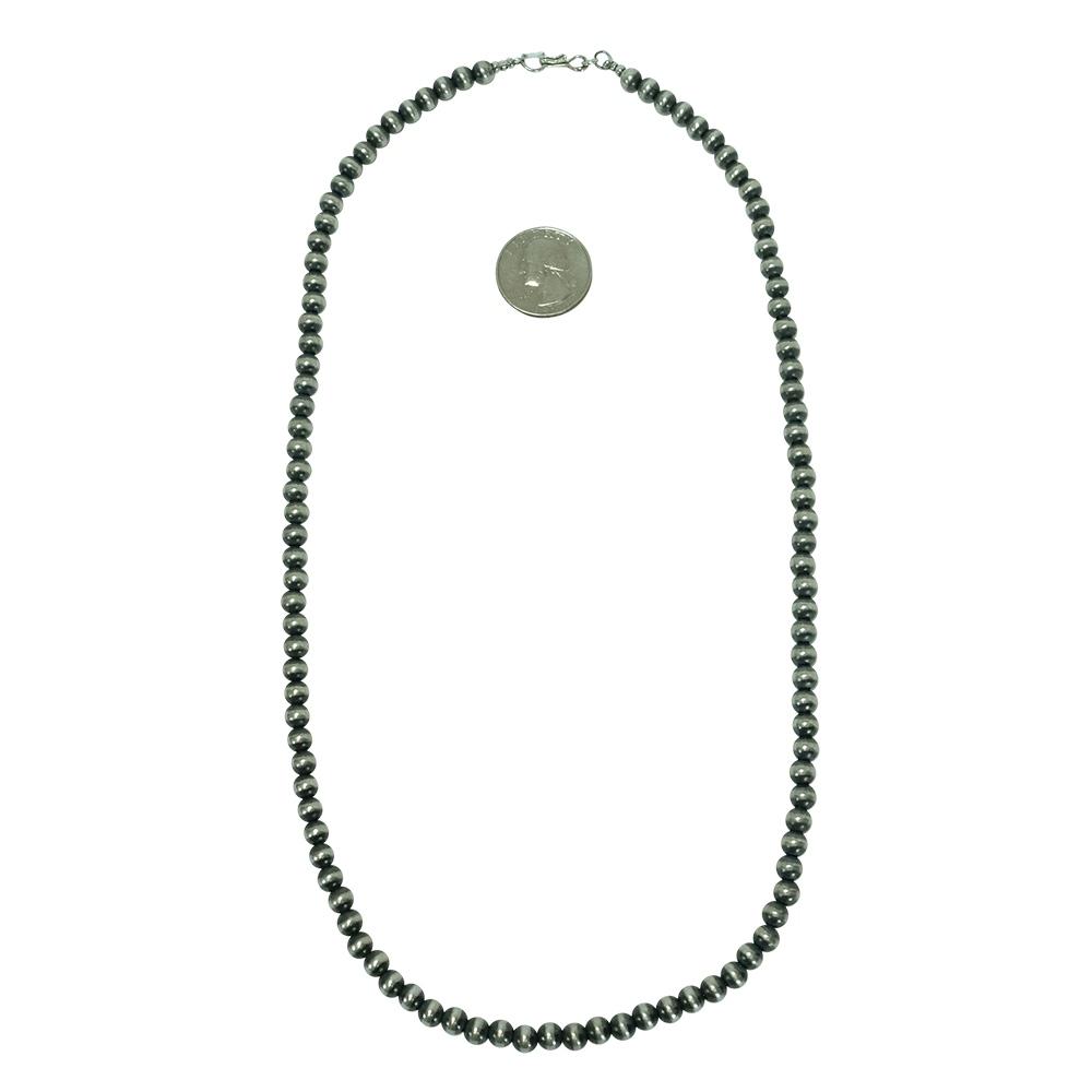 South Texas Tack Apparel 24 Inch / Silver Navajo Pearl Necklace 6mm x 24inches