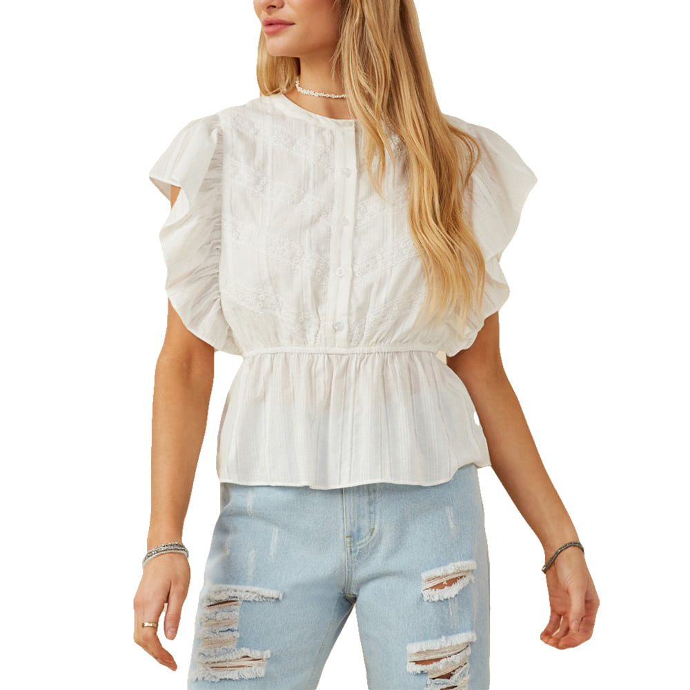South Texas Tack Apparel Apparel Chevron Lace Detail Ruffle Sleeveless Top