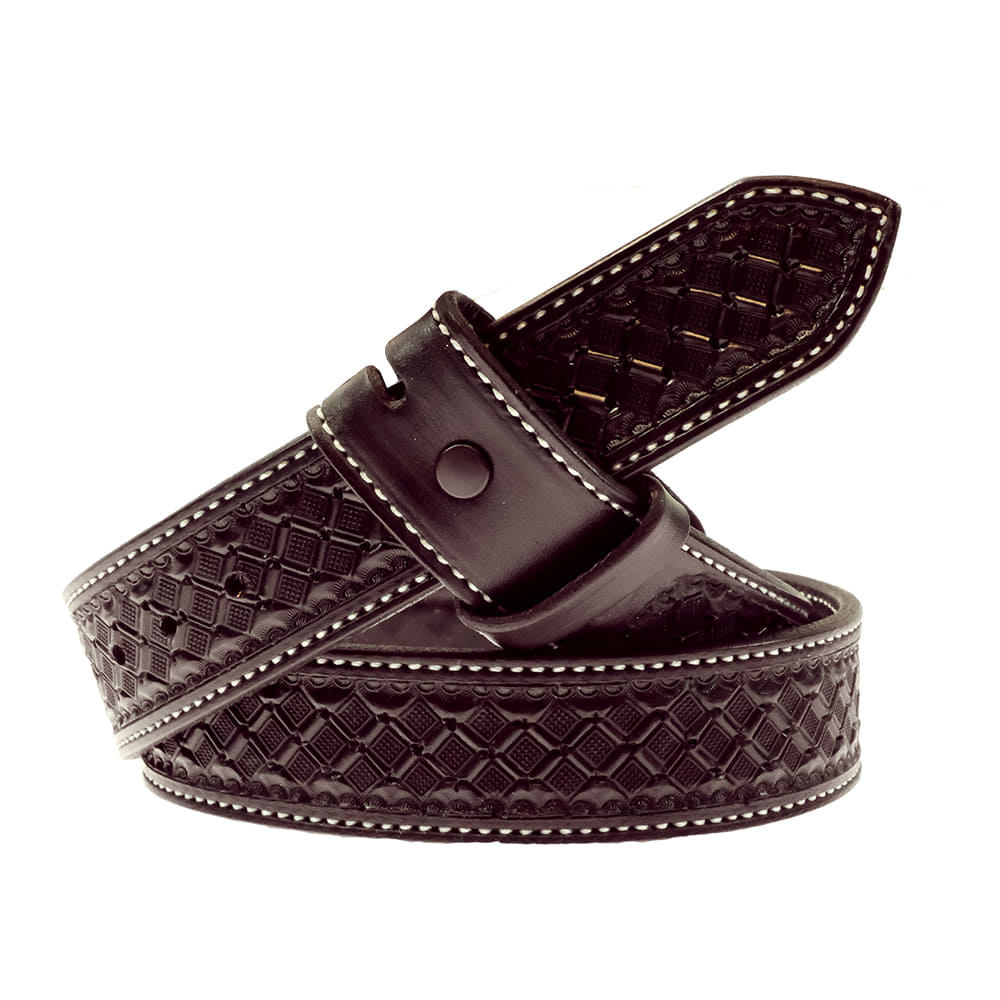 South Texas Tack Apparel Apparel CHOCOLATE BELT WITH WAFFLE STAMP