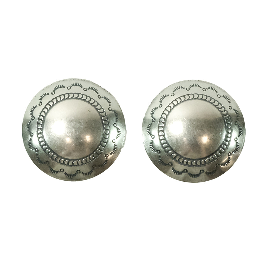 South Texas Tack Apparel Apparel Engraved Sterling Silver Round Stud Earrings