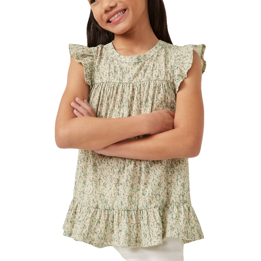 South Texas Tack Apparel Apparel Girls Textured Floral Knit Ruffle Detail Tank