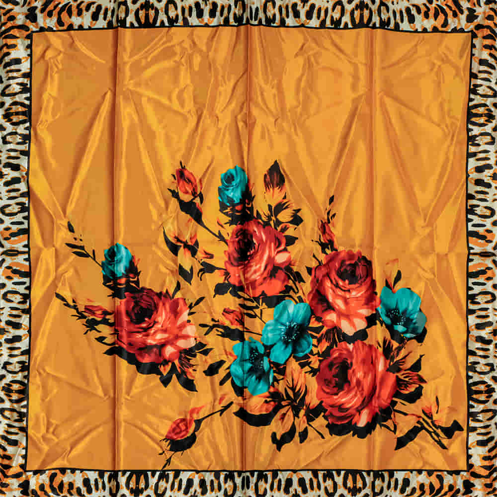 South Texas Tack Apparel Apparel Gold / 35"X35" South Texas Tack Apparel Floral Print with Leopard Border Wild Rags